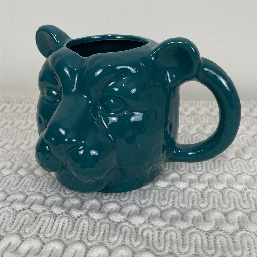 NEW Teal Cheetah Head Mug 20 Oz Oversized Dimpled